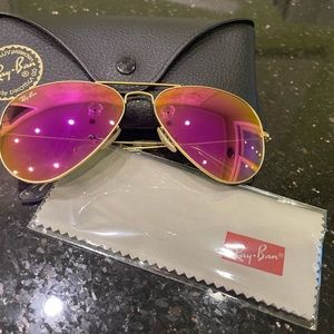 Ray-Ban Aviator Glasses with Flash Pink Mirror Lenses